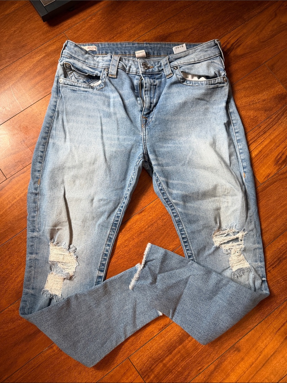 True Religion Light Blue Distressed Skinny Jeans
